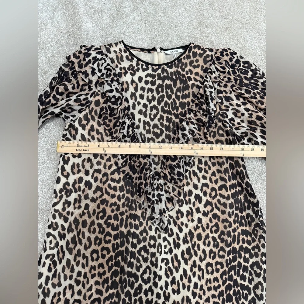 Gianni - Mullin Georgette Ruffle Mini Dress - Leopard - size 8 - EXCELLENT Cond - Picture 10 of 14